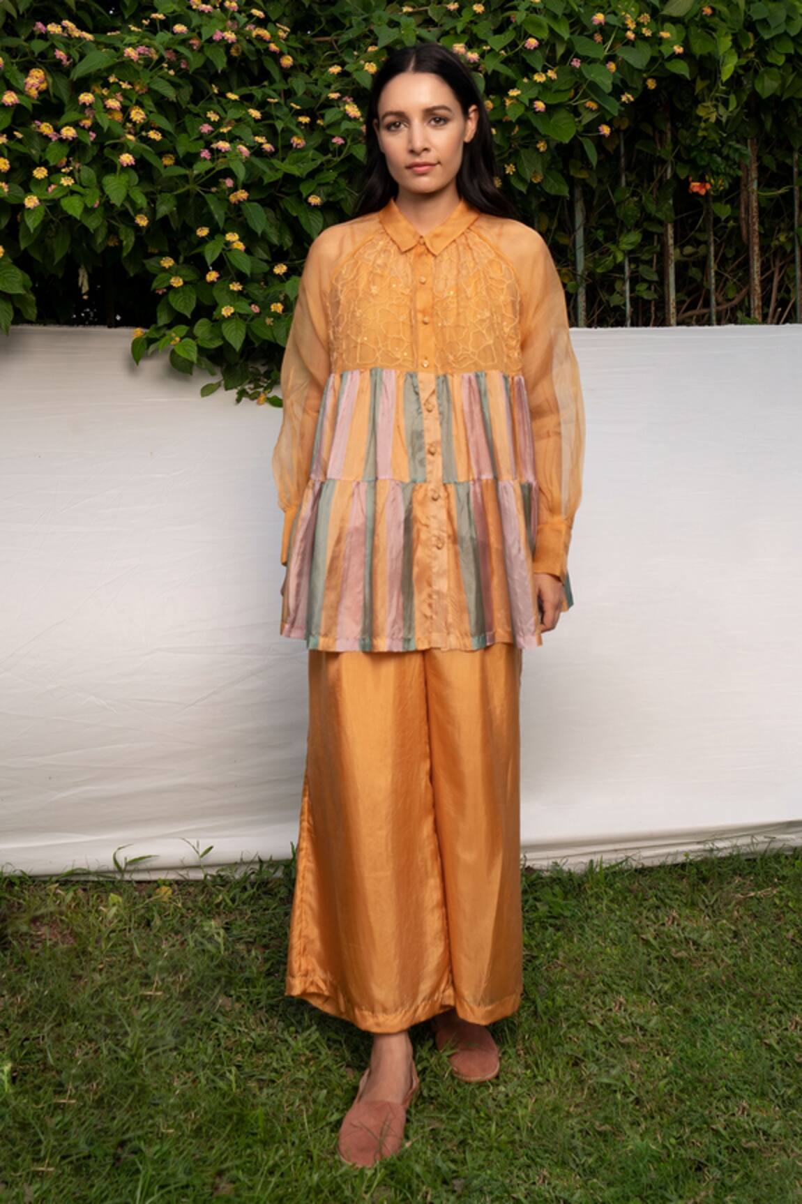 Ayaka Embroidered Striped Shirt 