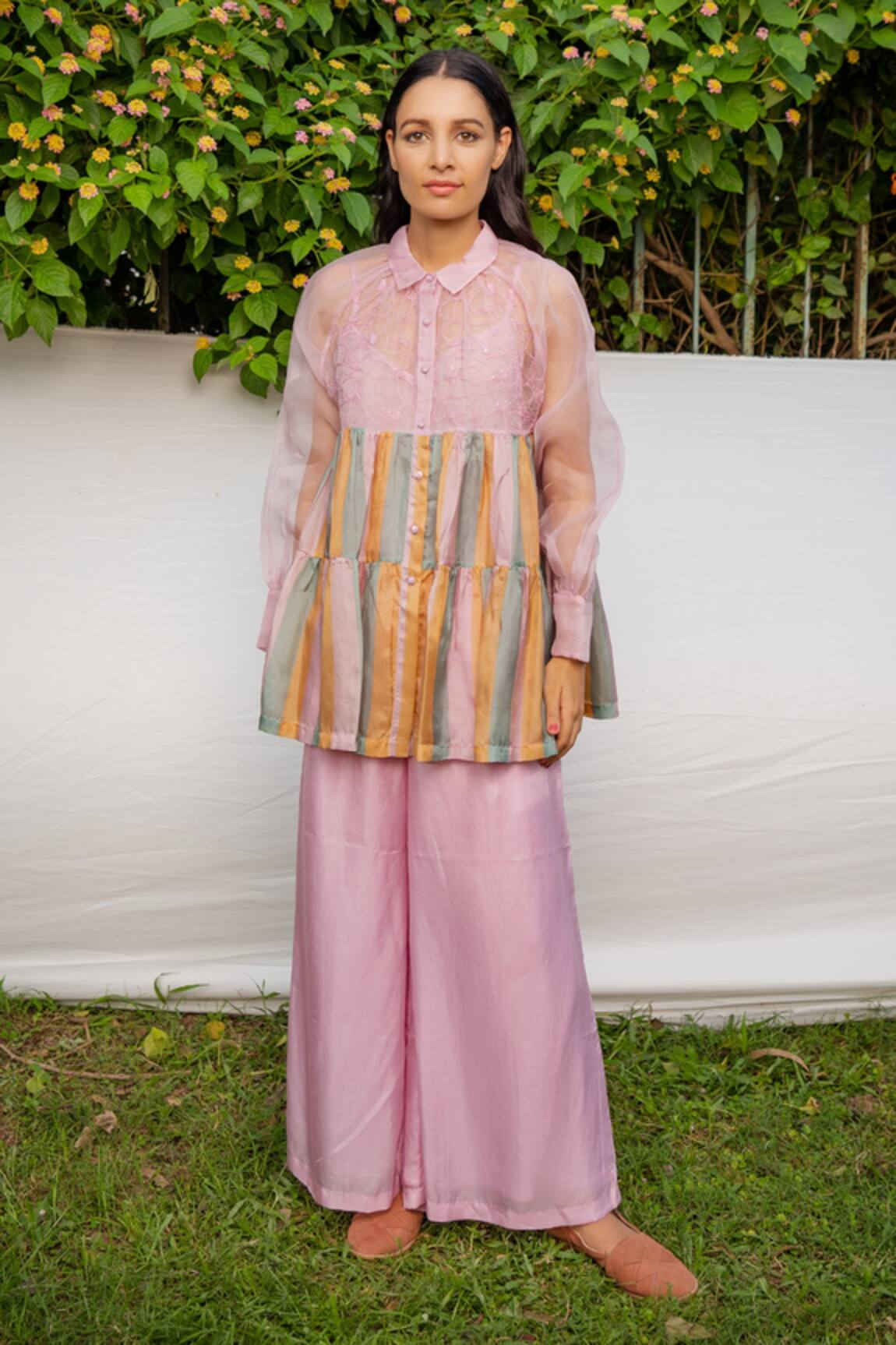 Ayaka Embroidered Striped Shirt 