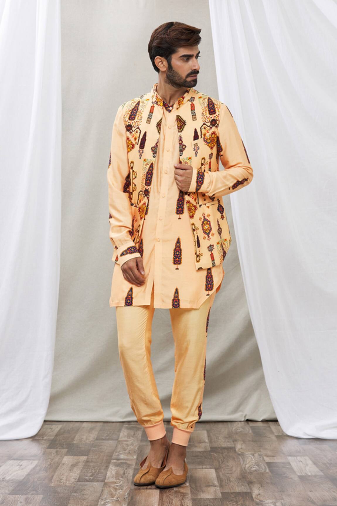 Ankur J Printed Waistcoat & Kurta Set