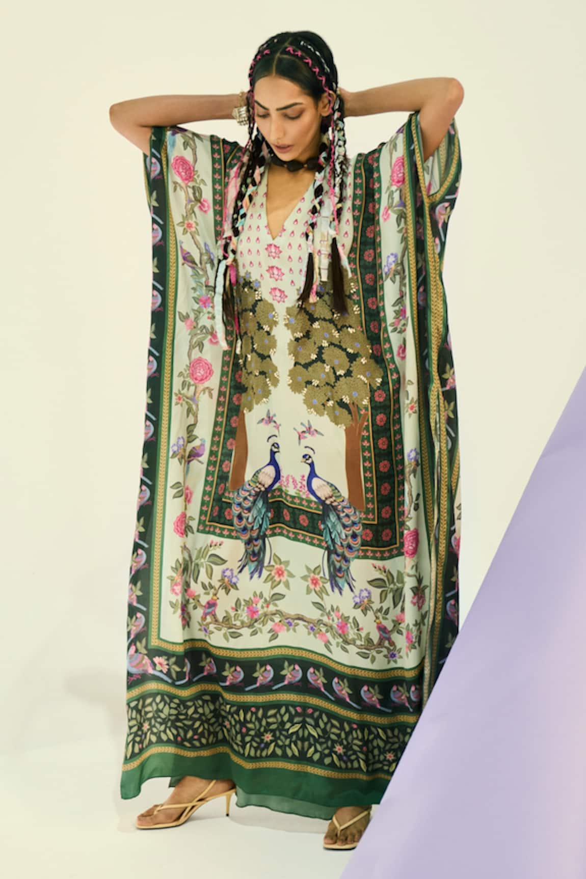 Limerick By Abirr N' Nanki Peacock Print Kaftan
