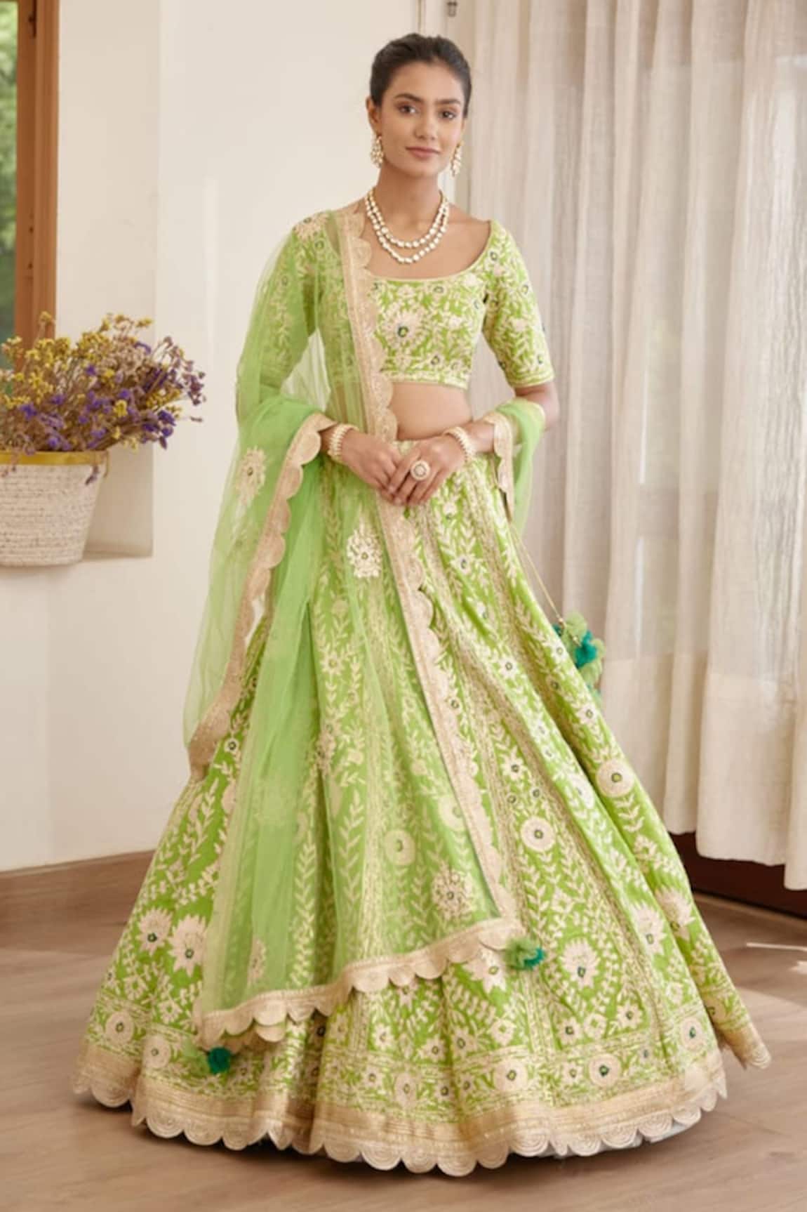 Shyam Narayan Prasad Floral Embroidered Bridal Lehenga Set