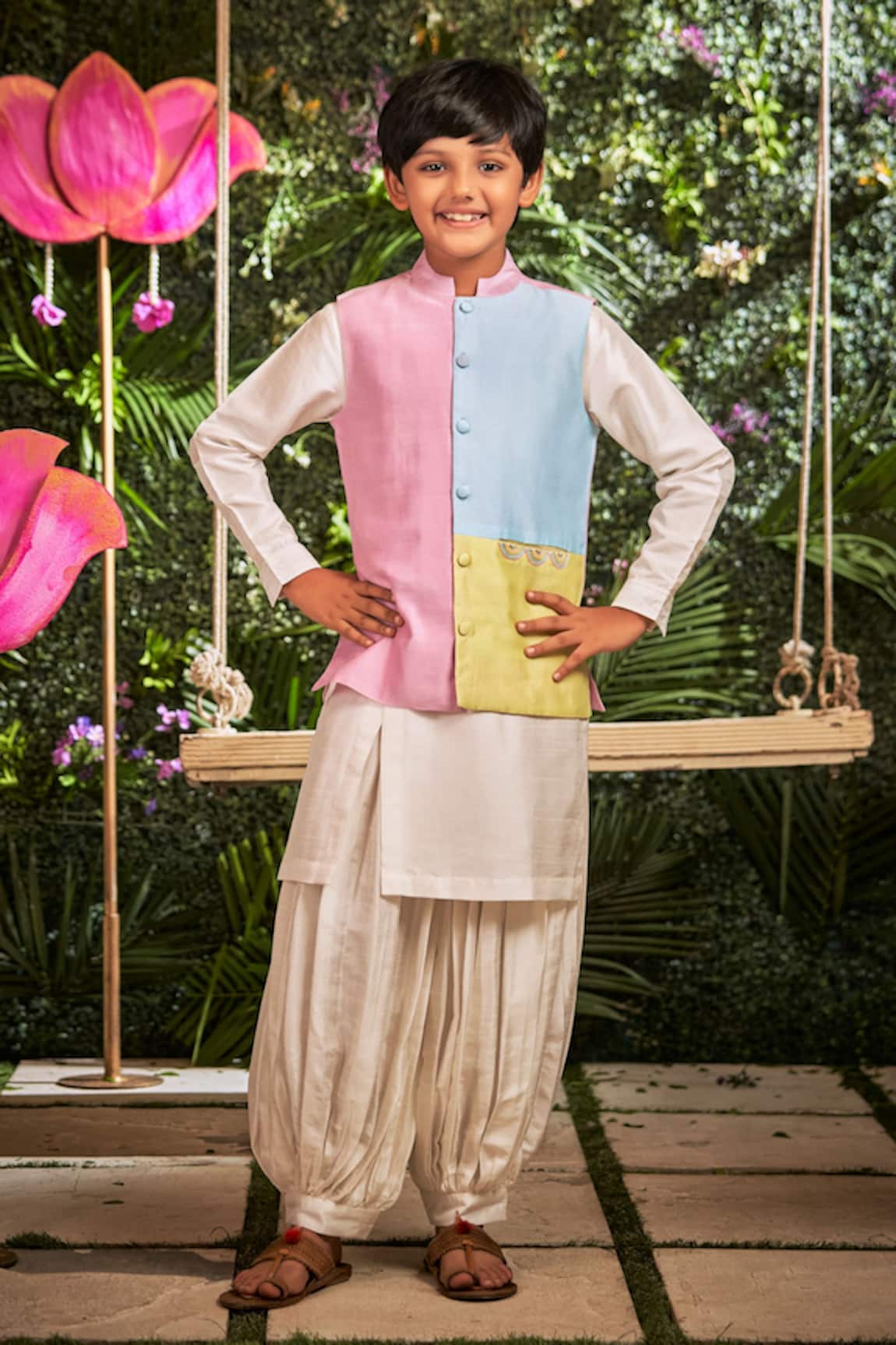 Little Luxury Colorblock Bundi & Kurta Set