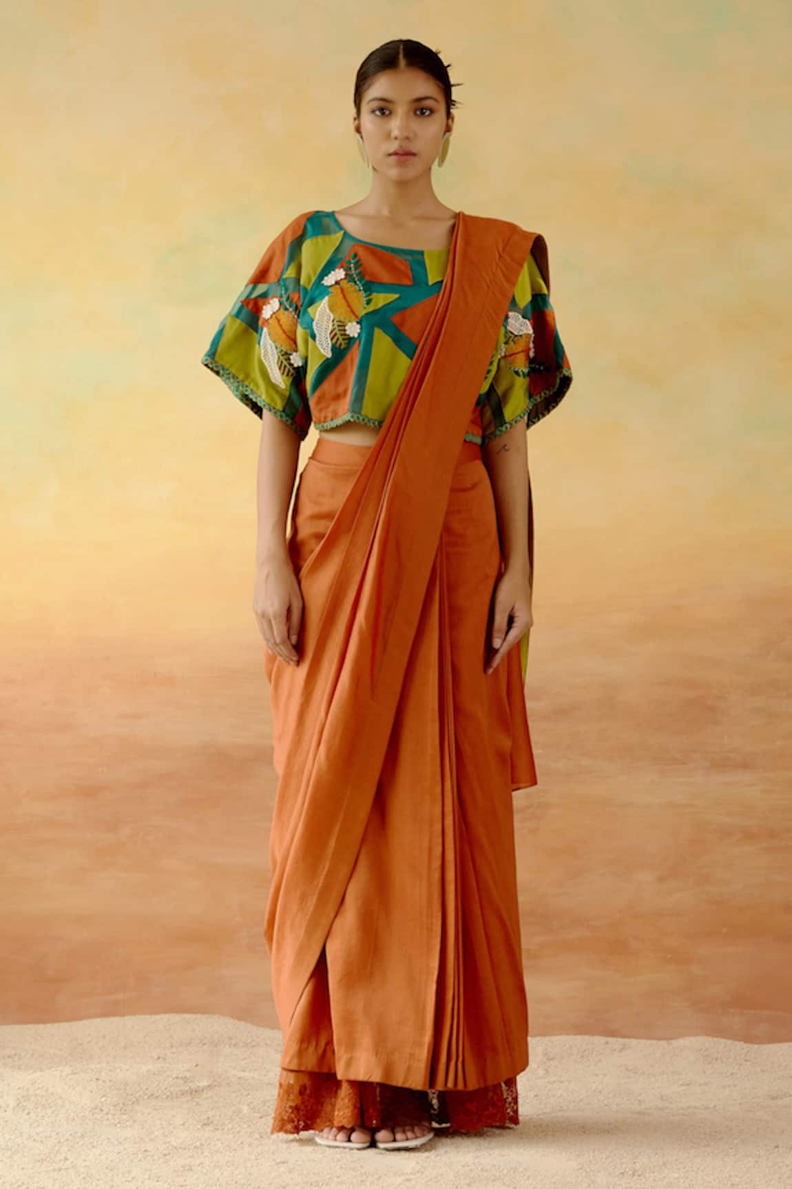 Shweta Aggarwal Pre-Stitched Saree With Blouse