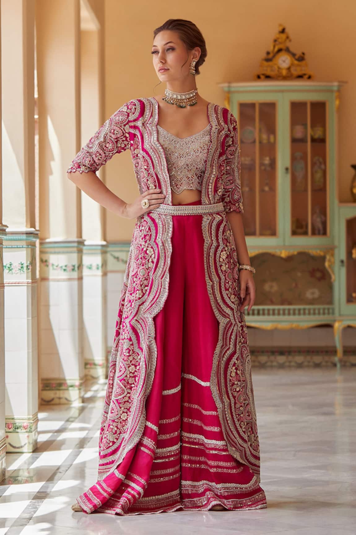 Osaa by Adarsh Embroidered Jacket & Palazzo Set