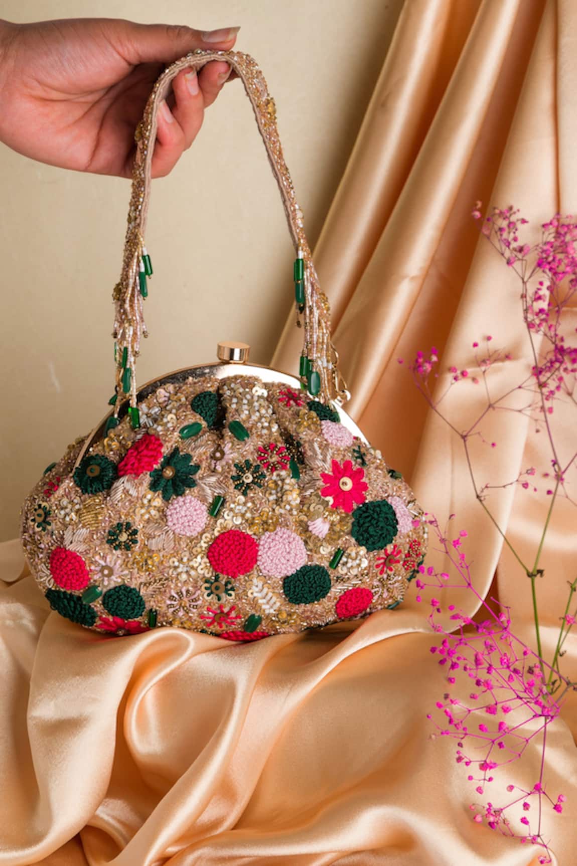 Ara Studio Stardom Floral Embroidered Soft Pouch