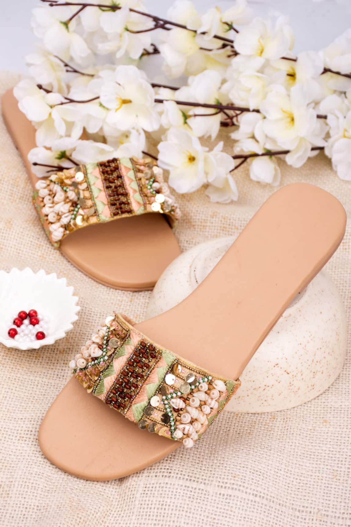 Kasually Klassy Embellished Strap Flats