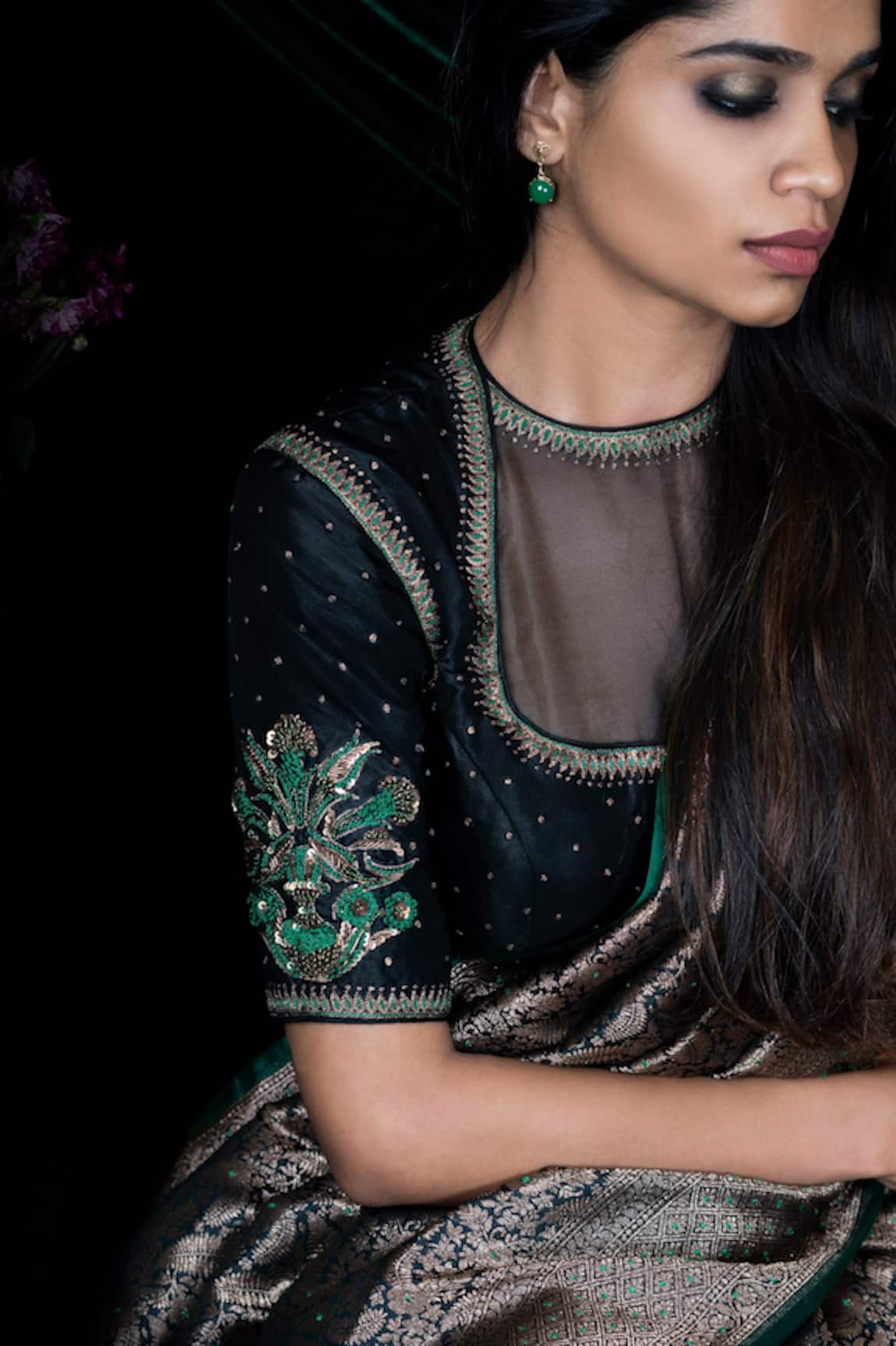 Shimai Jayachandra Sleeve Embroidered Saree Blouse