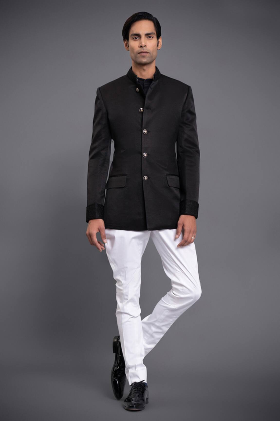 Raghavendra Rathore Jodhpur Linen Silk Bandhgala Set 