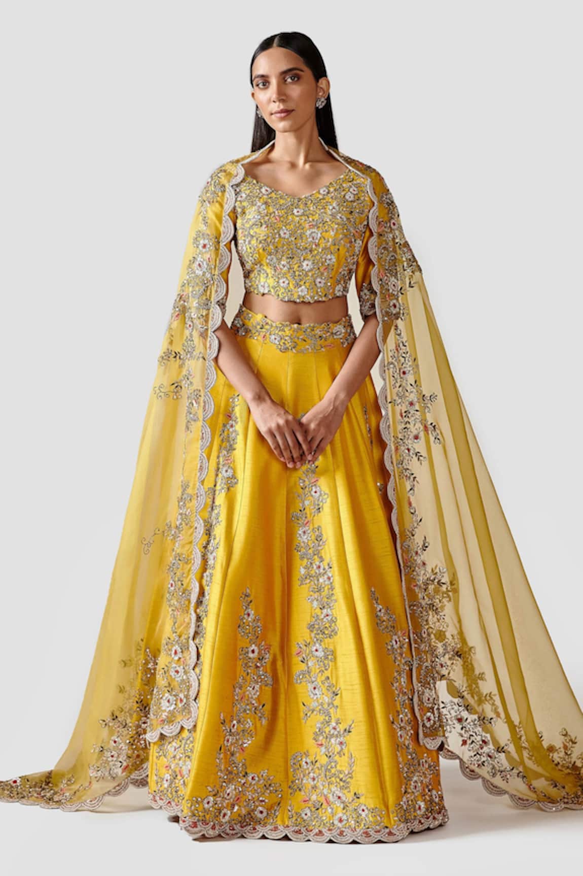 Swati Narula Friya Floral Hand Embroidered Bridal Lehenga Set 