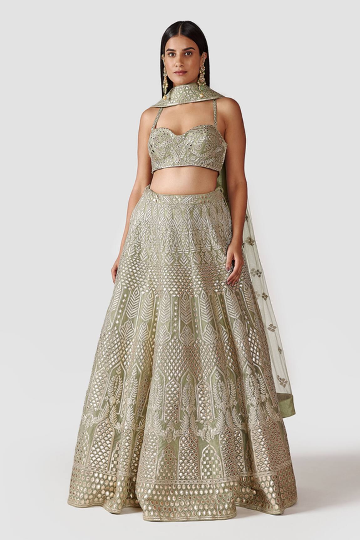 Swati Narula Azar Leather Applique Bridal Lehenga Set 