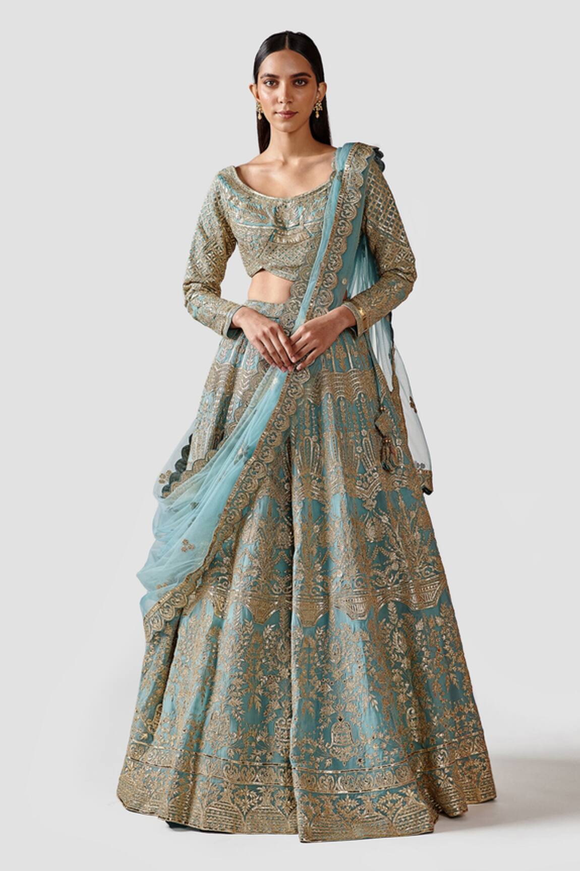 Swati Narula Cora Leather Applique Bridal Lehenga Set 