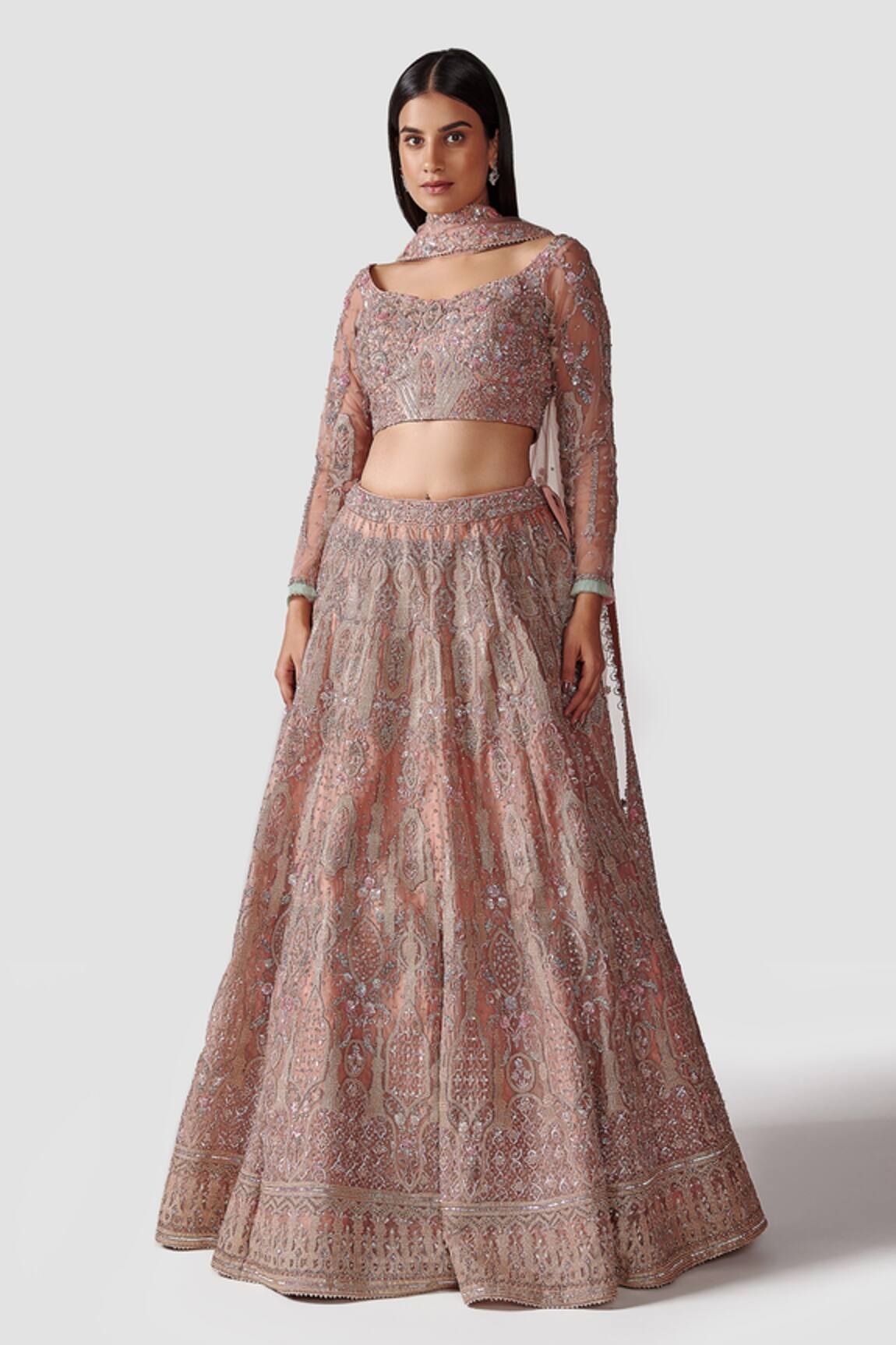 Swati Narula Afreen Organza Hand Embroidered Bridal Lehenga Set 