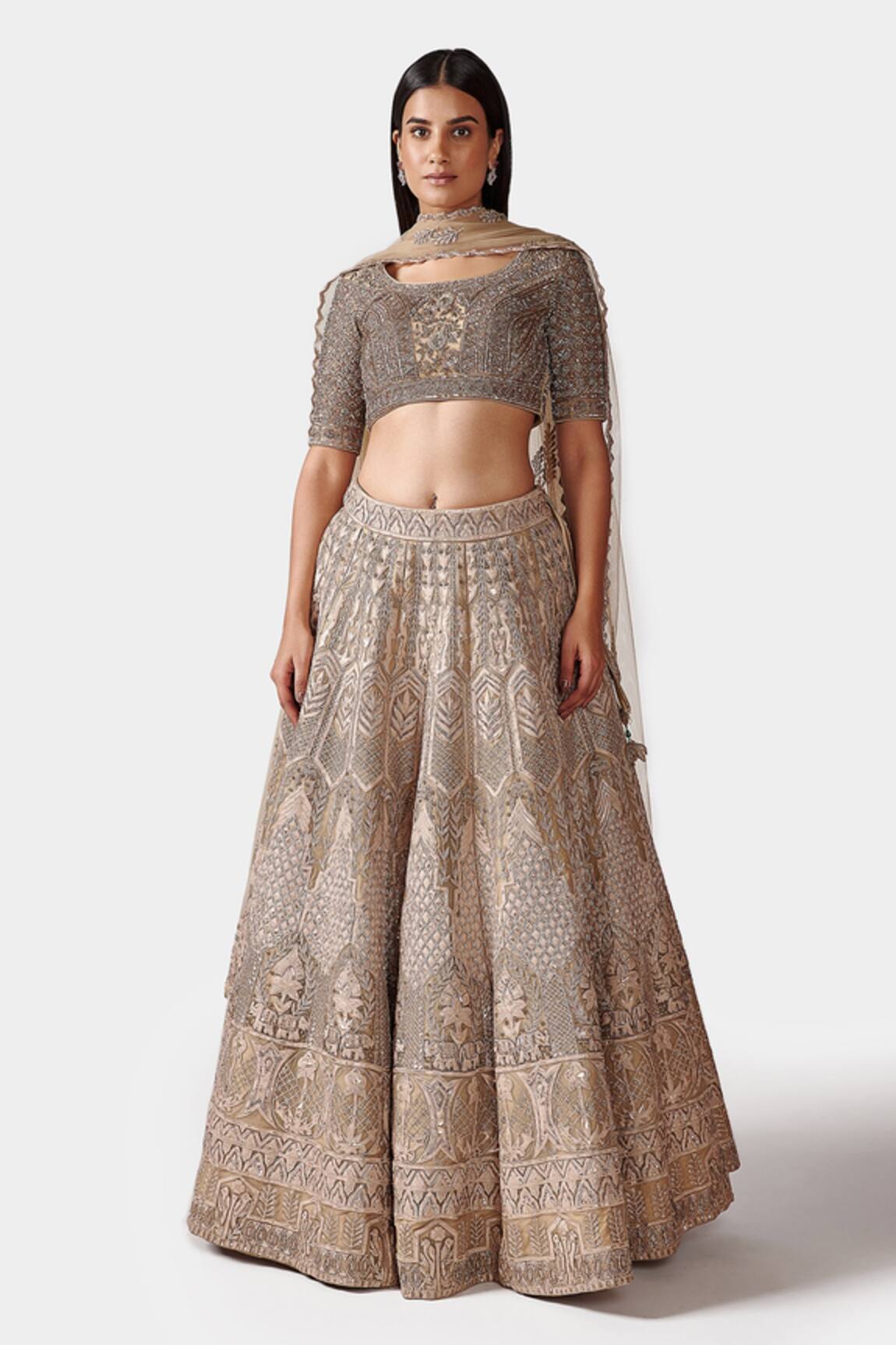 Swati Narula Bahar Leather Applique Bridal Lehenga Set 