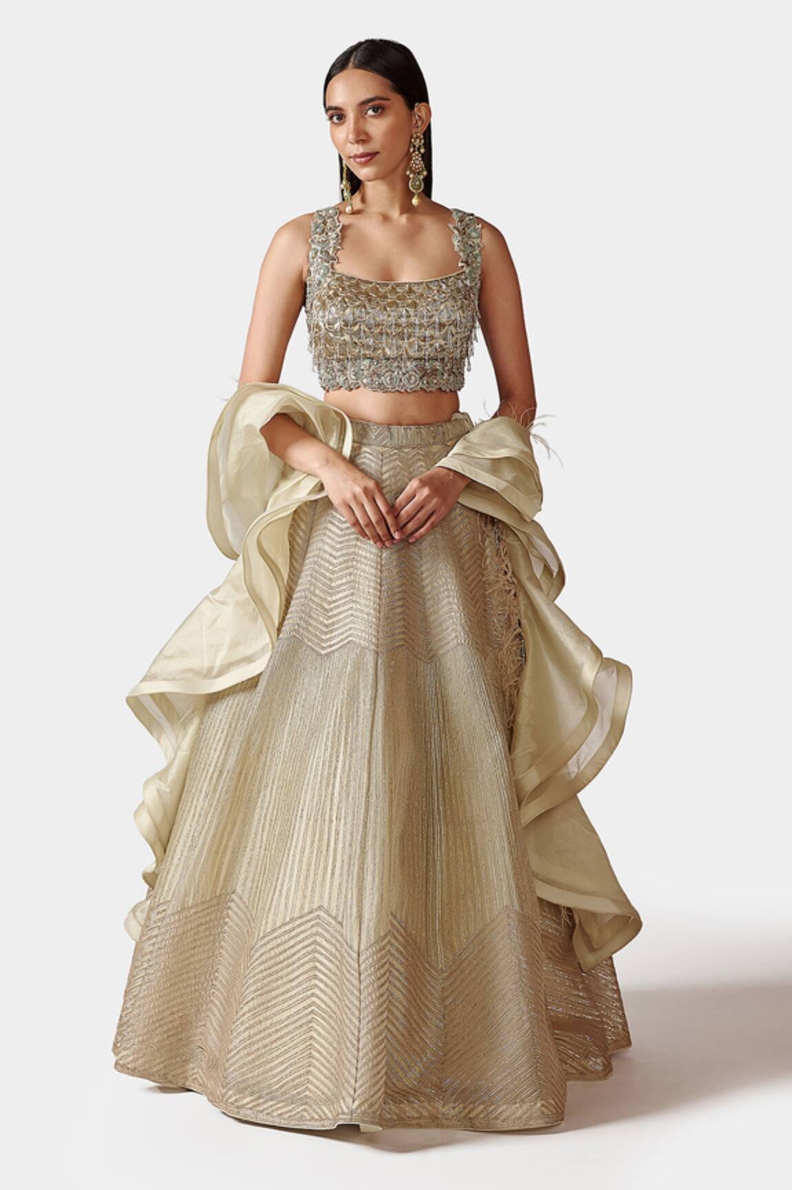 Swati Narula Naz Gota Embroidered Lehenga Set 
