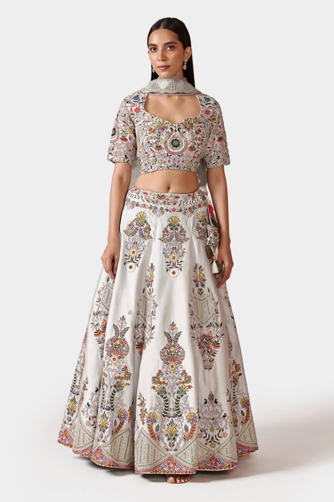 Swati Narula Nafia Raw Silk Embroidered Bridal Lehenga Set 