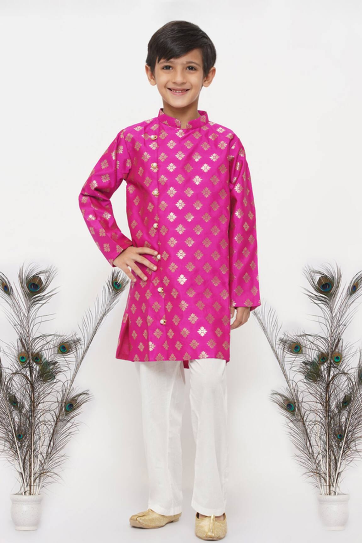 Little Bansi Floral Woven Kurta Set 