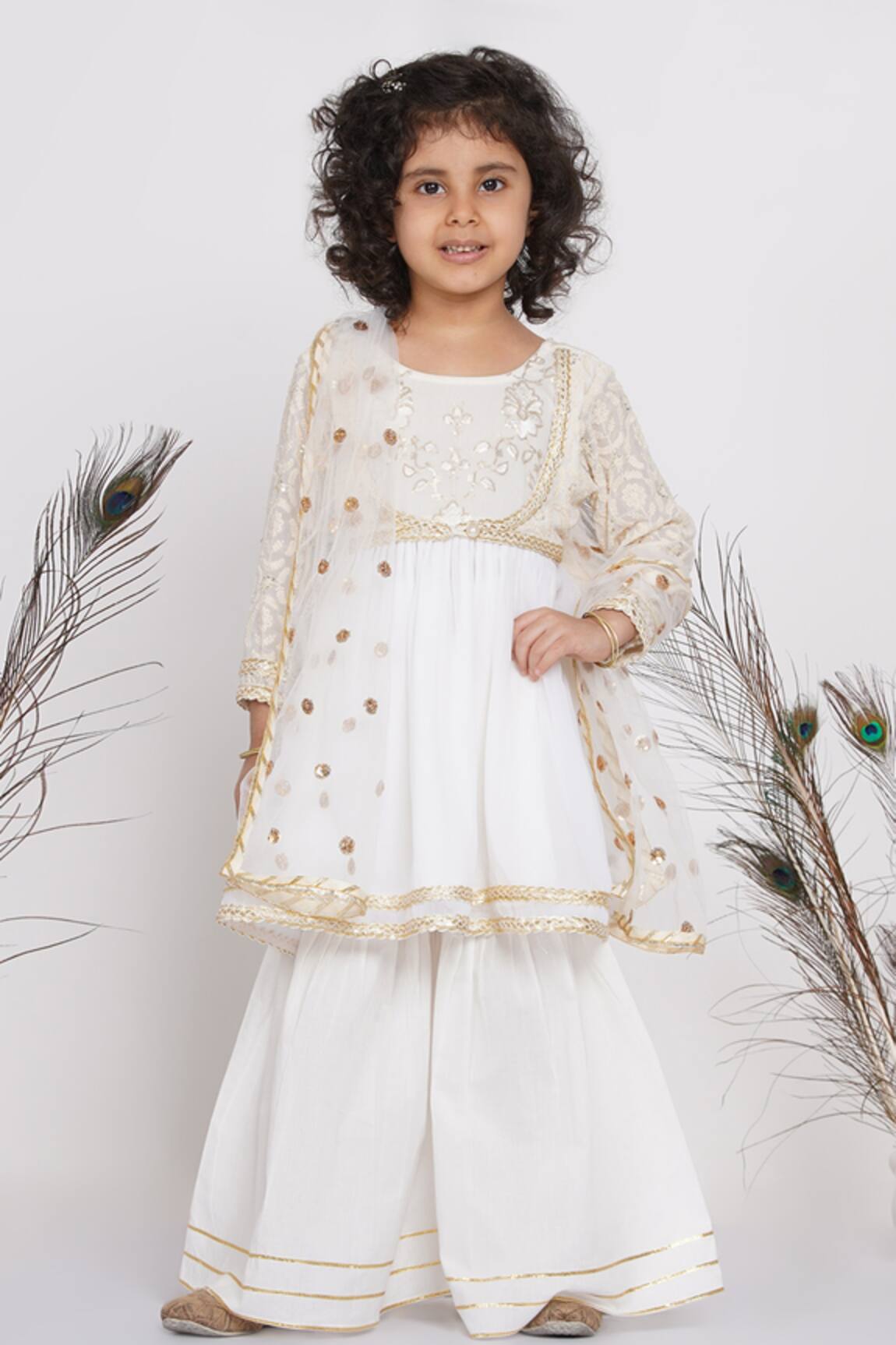 Little Bansi Embroidered Kurta Sharara Set 