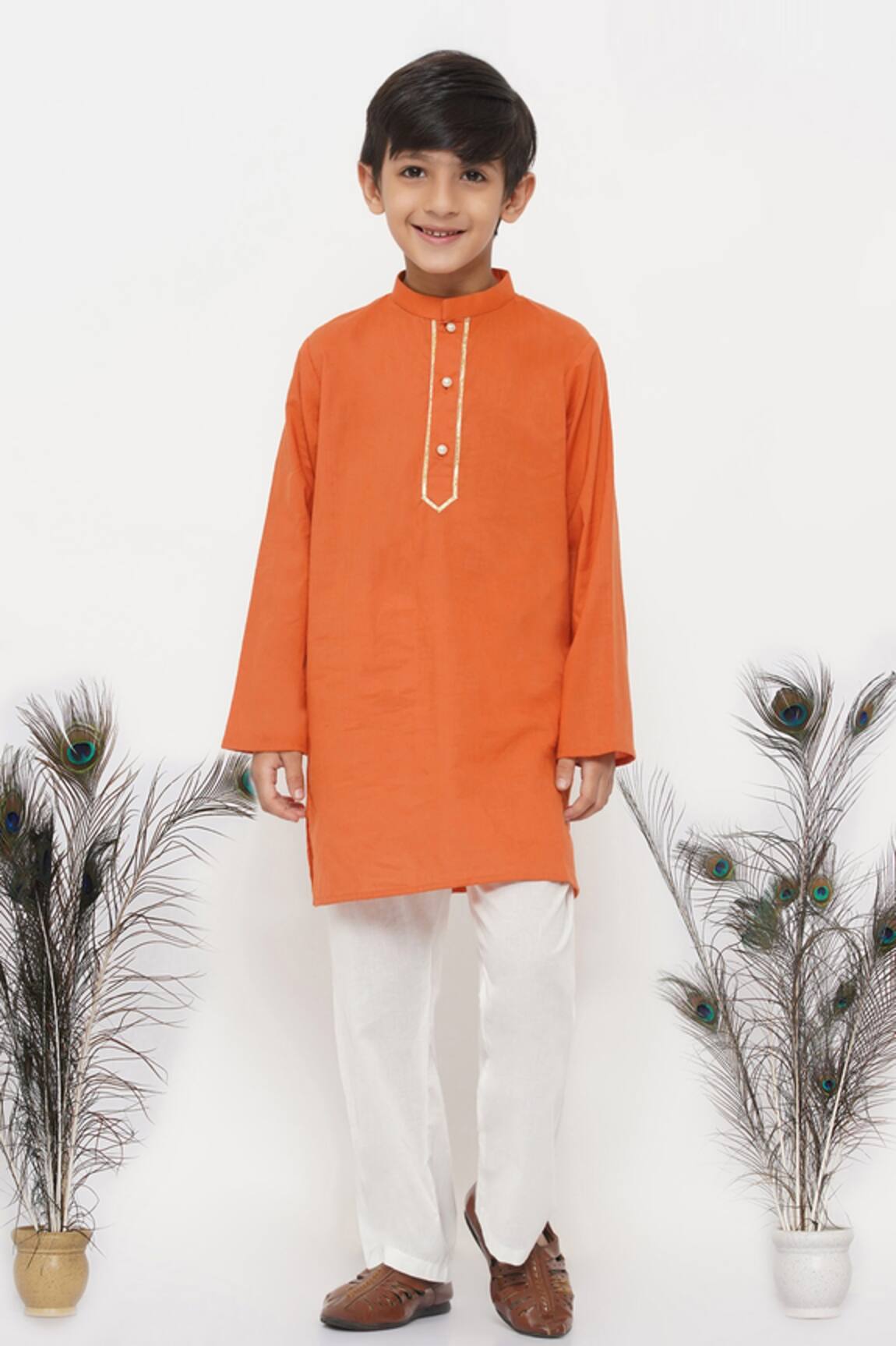Little Bansi Kesari Cotton Kurta Set