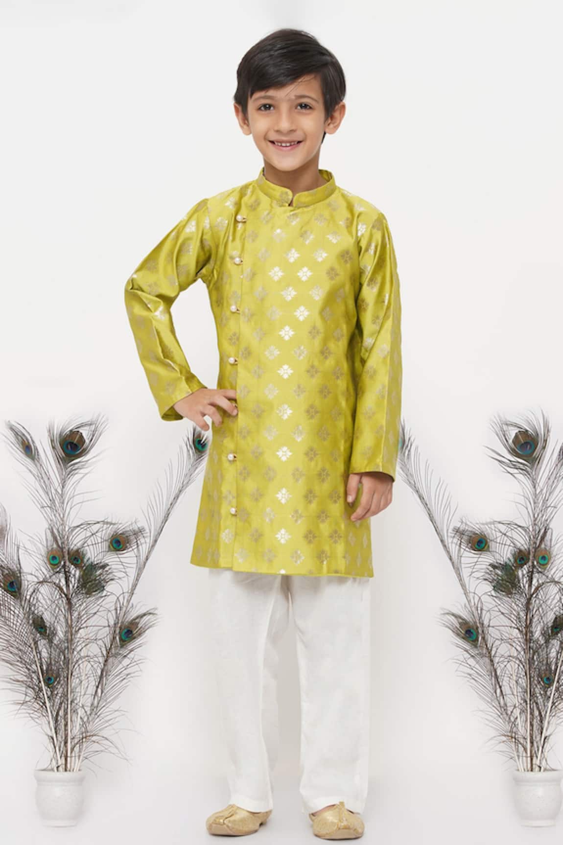 Little Bansi Floral Woven Kurta Set