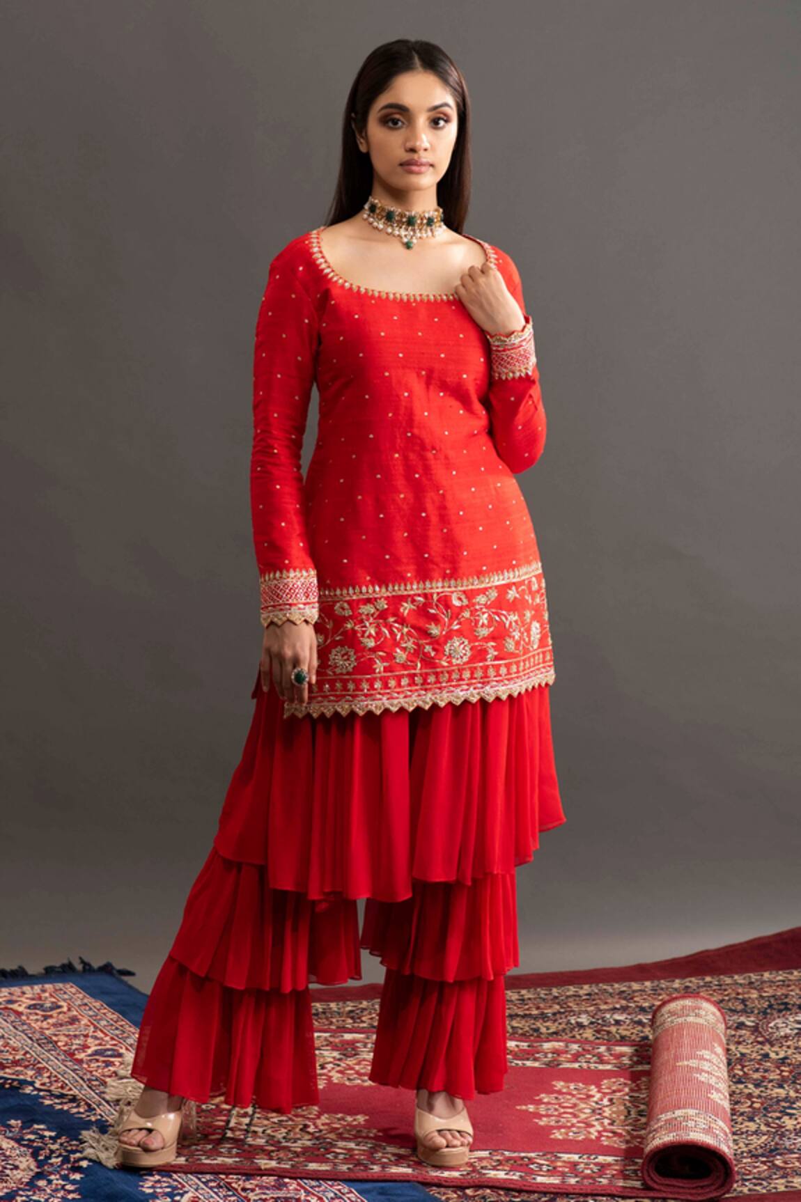 Kavitha Gutta Samantha Kurta & Layered Sharara Set