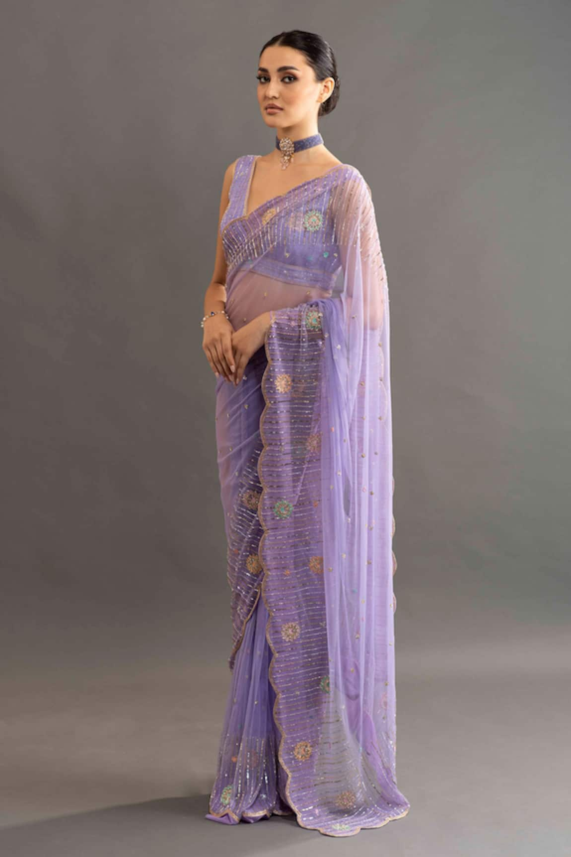 Kavitha Gutta Chloe Embroidered Saree With Blouse