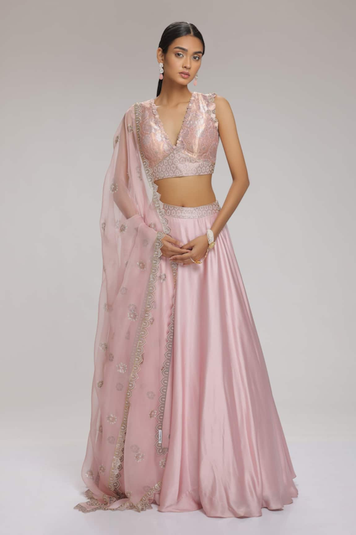 Chhaya Mehrotra Satin Lehenga Set 
