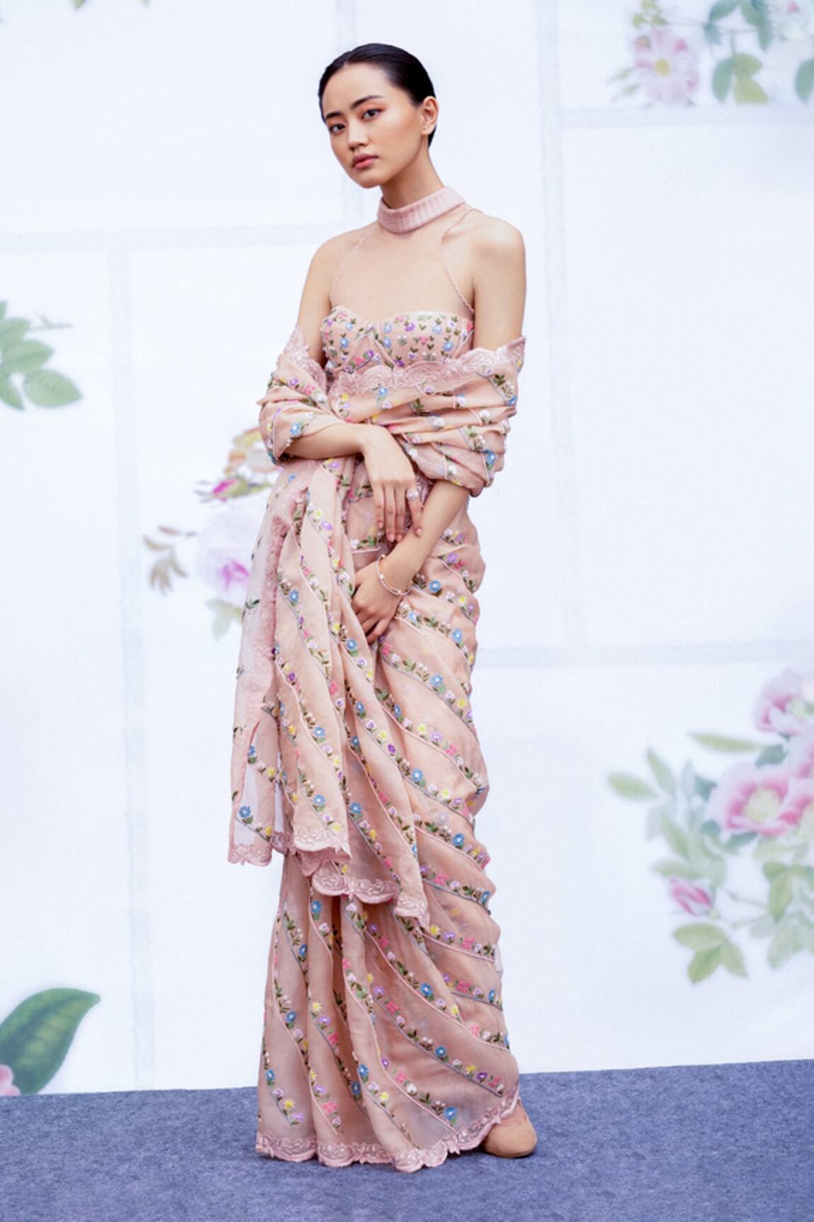 Archana Rao Floral Embroidered Blouse 