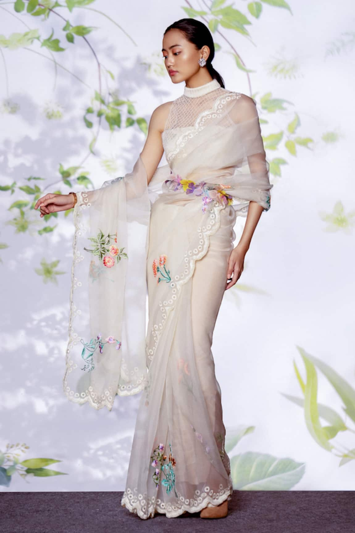 Archana Rao Botanical Embroidered Saree