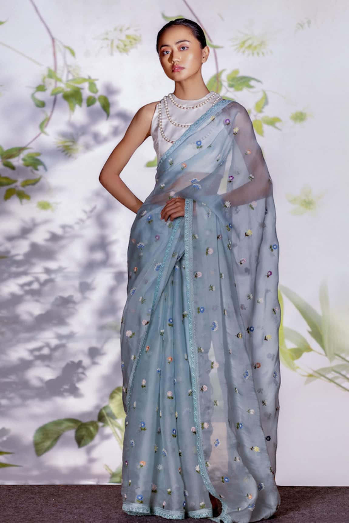 Archana Rao Floral Embroidered Saree