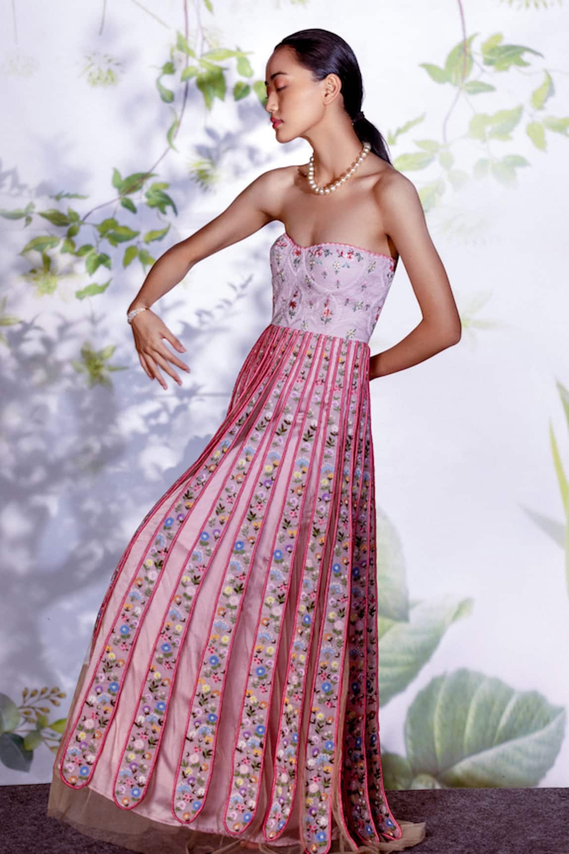 Archana Rao Floral Embroidered Gown