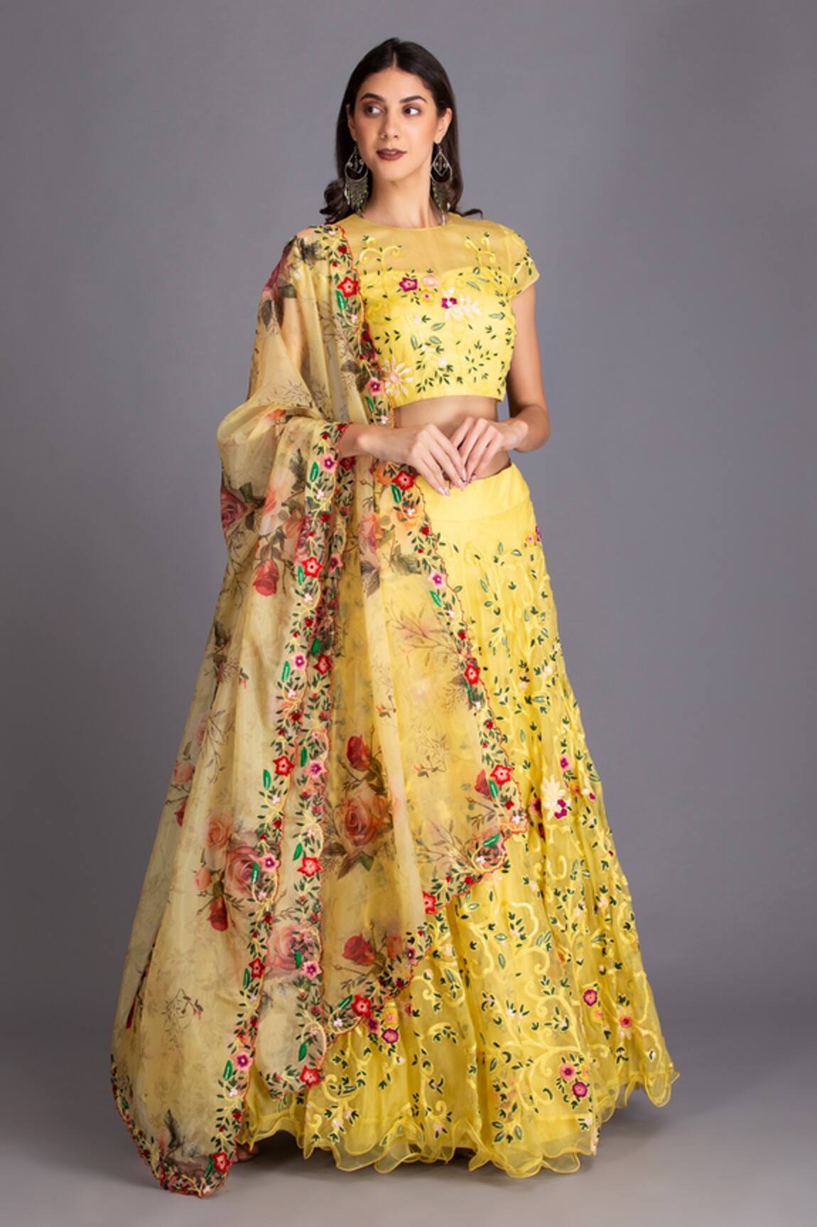 House Of Tushaom Floral Embroidered Lehenga