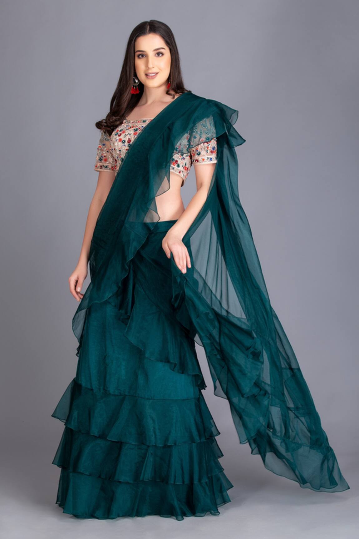 House Of Tushaom Pre-Draped Saree With Blouse 