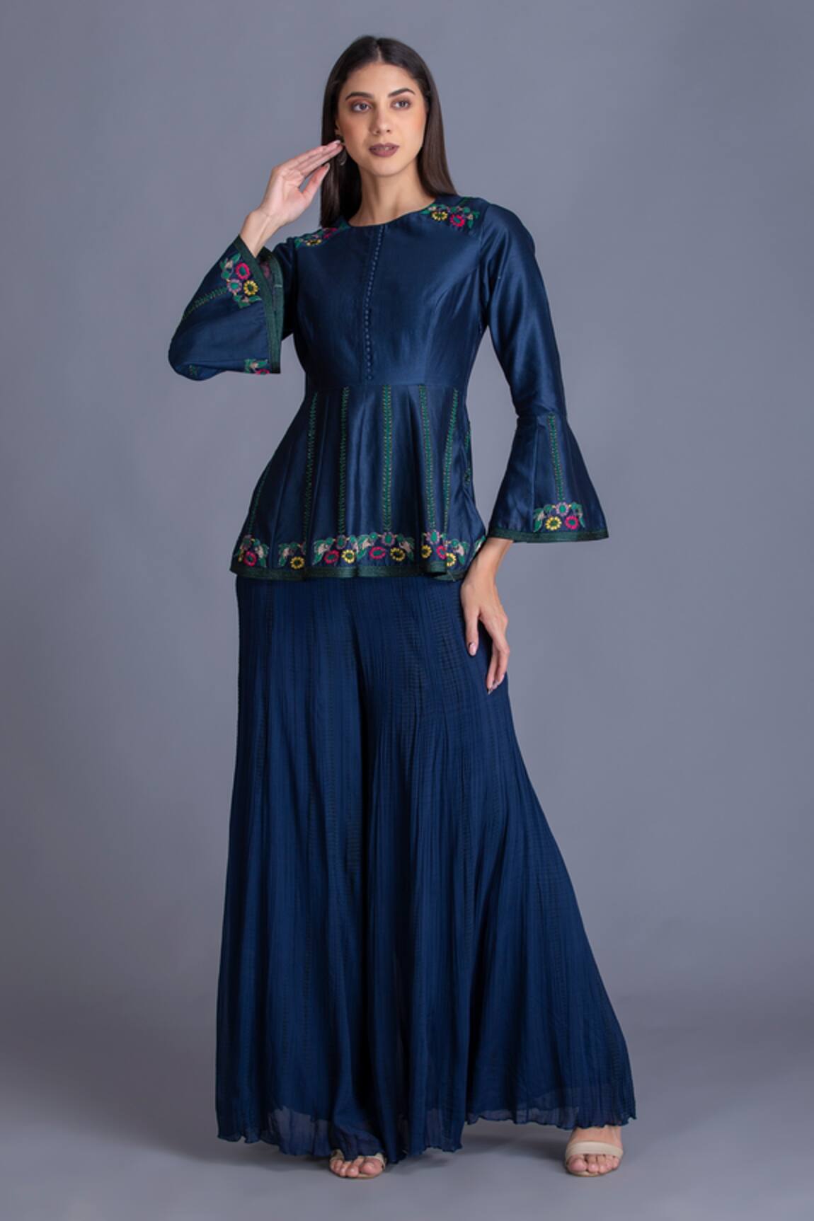 House Of Tushaom Chanderi Silk Tunic & Palazzo Set