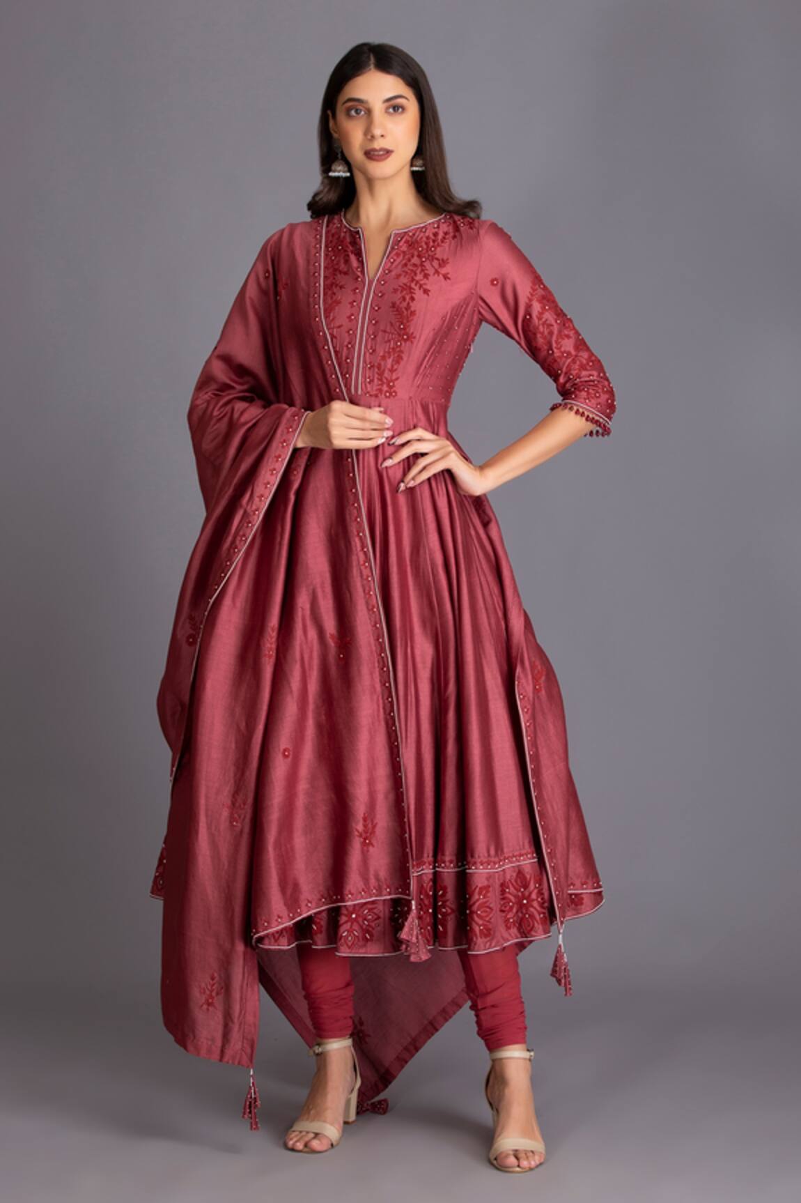 House Of Tushaom Chanderi Silk Anarkali Set