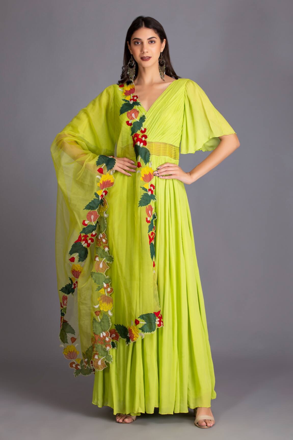 House Of Tushaom Flared Sleeves Anarkali With Dupatta