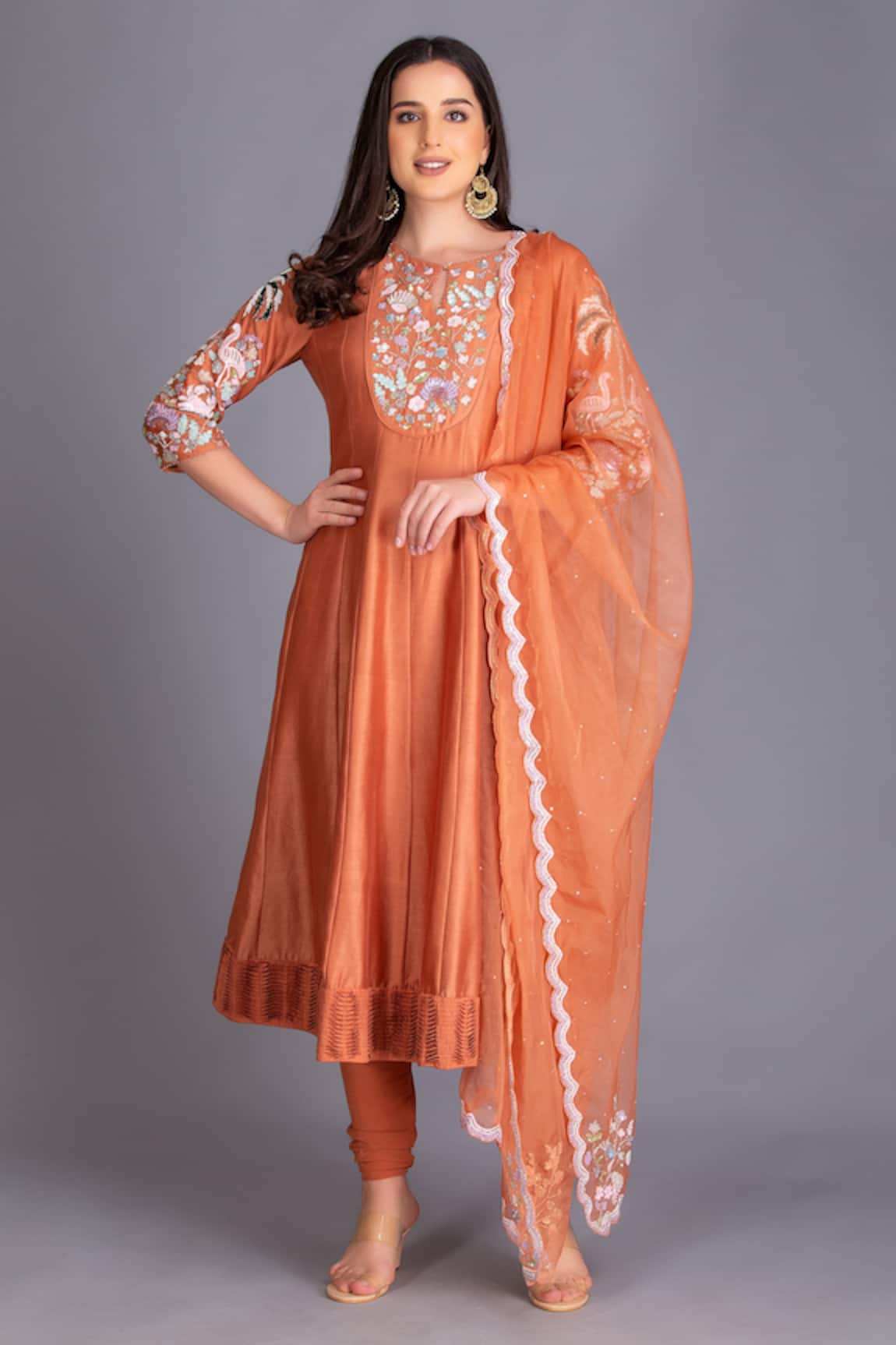 House Of Tushaom Chanderi Silk Anarkali Set