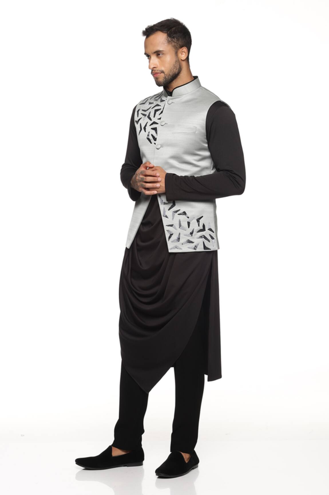 Paresh Lamba Asymmetric Bundi & Kurta Set