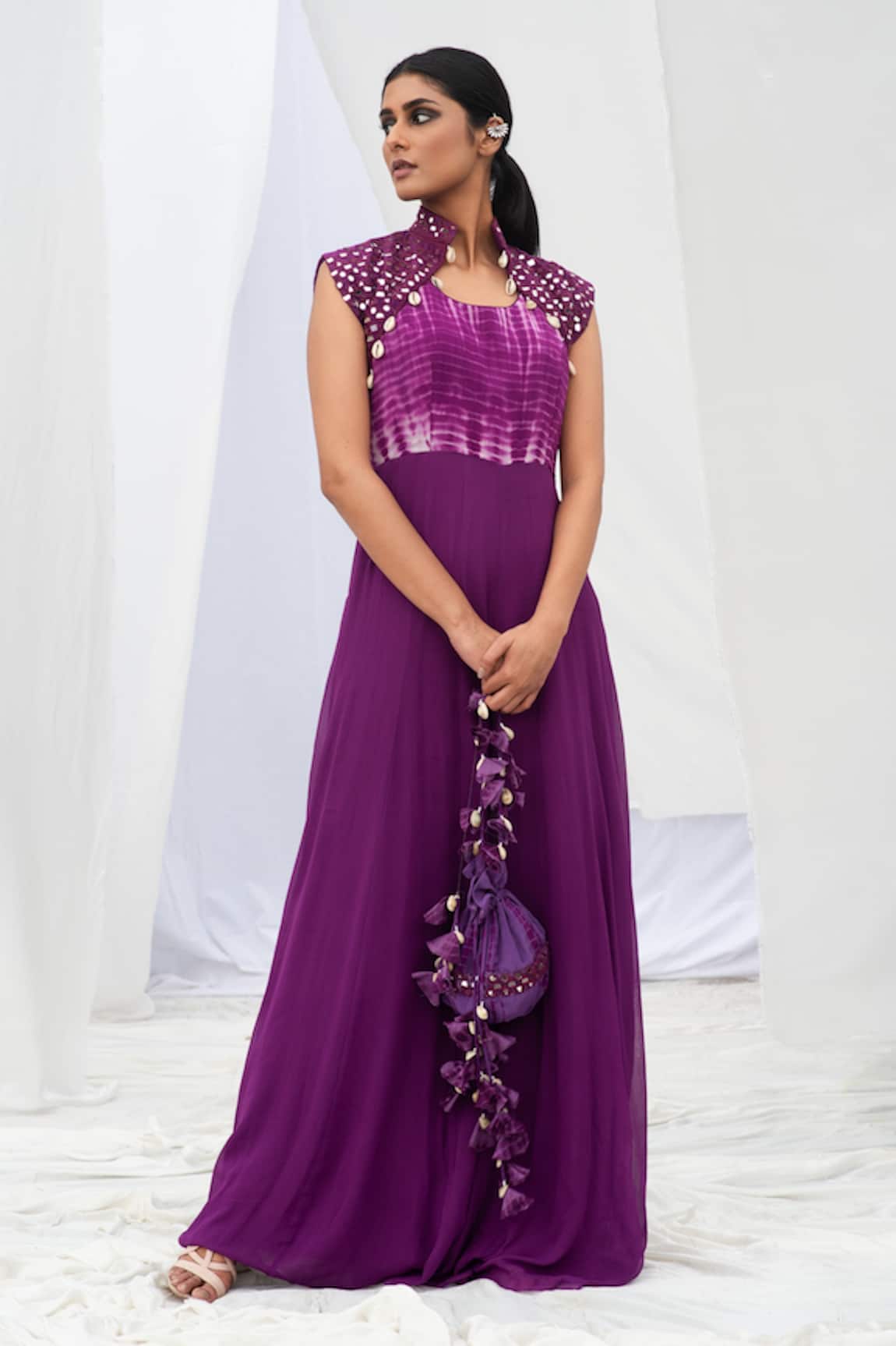 Bharat Adiani Tie Dye Jumpsuit With Embroidered Jacket