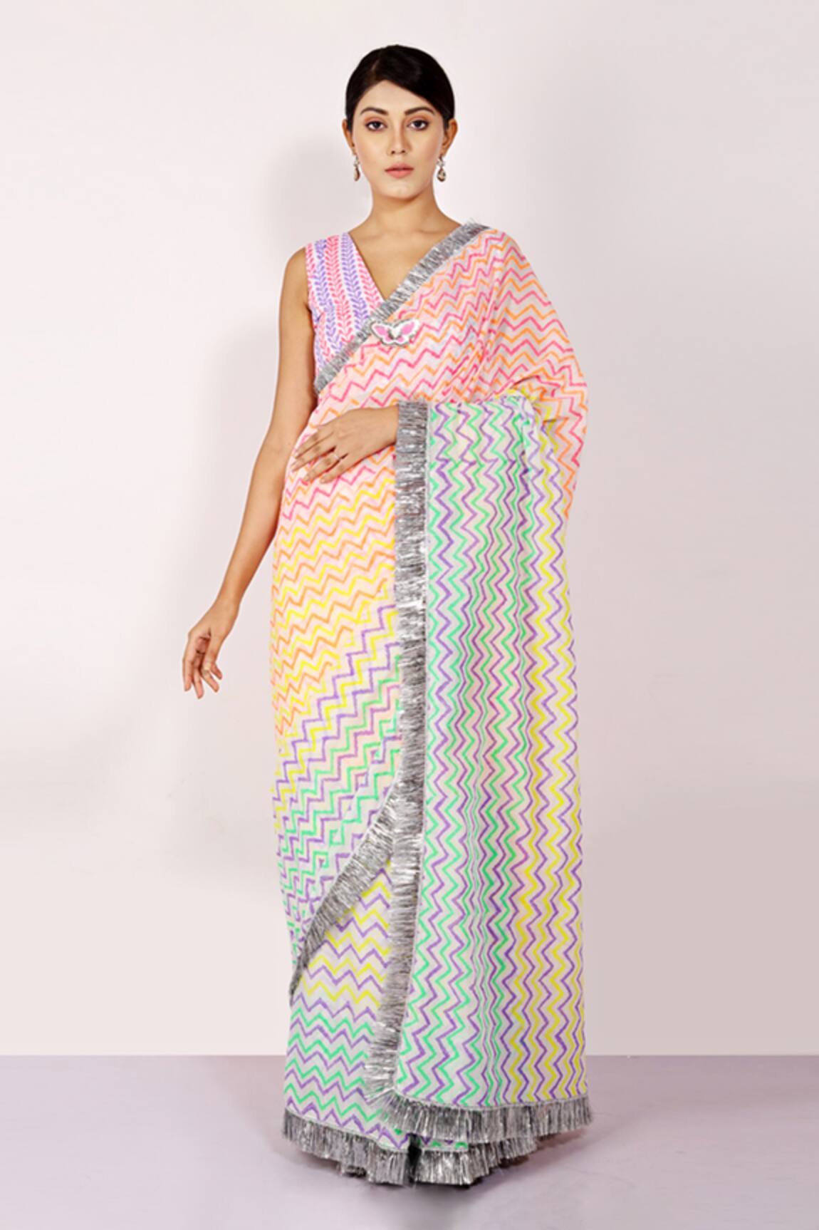 Anita Kanwal Leheriya Print Saree 