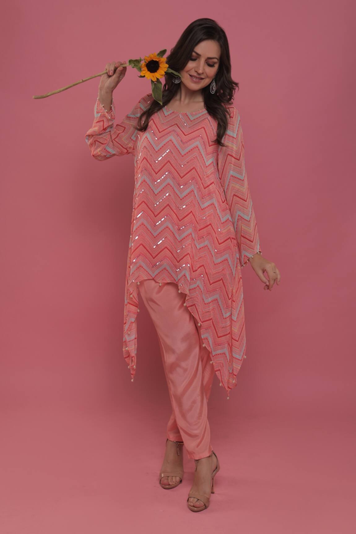 Seams Pret And Couture Sandra Chevron Print Tunic & Pant Set 