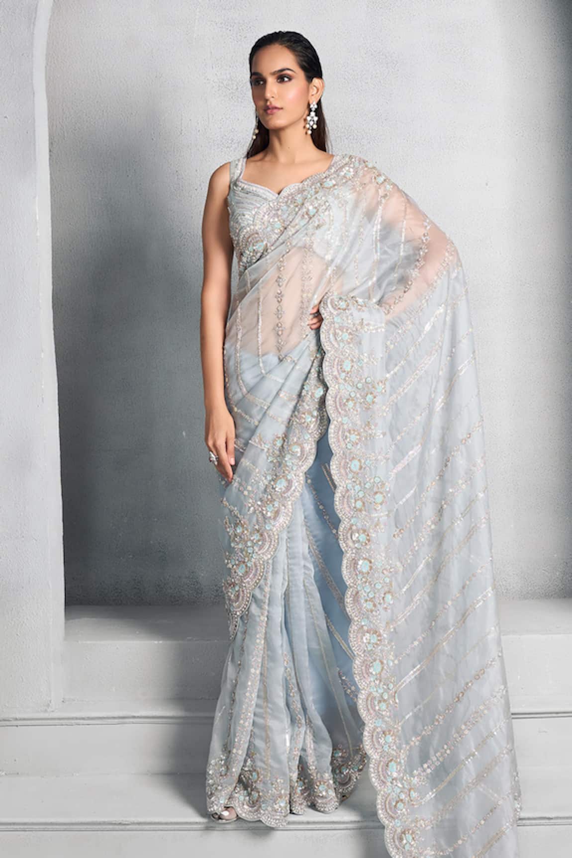 Stotram Embellished Saree With Blouse