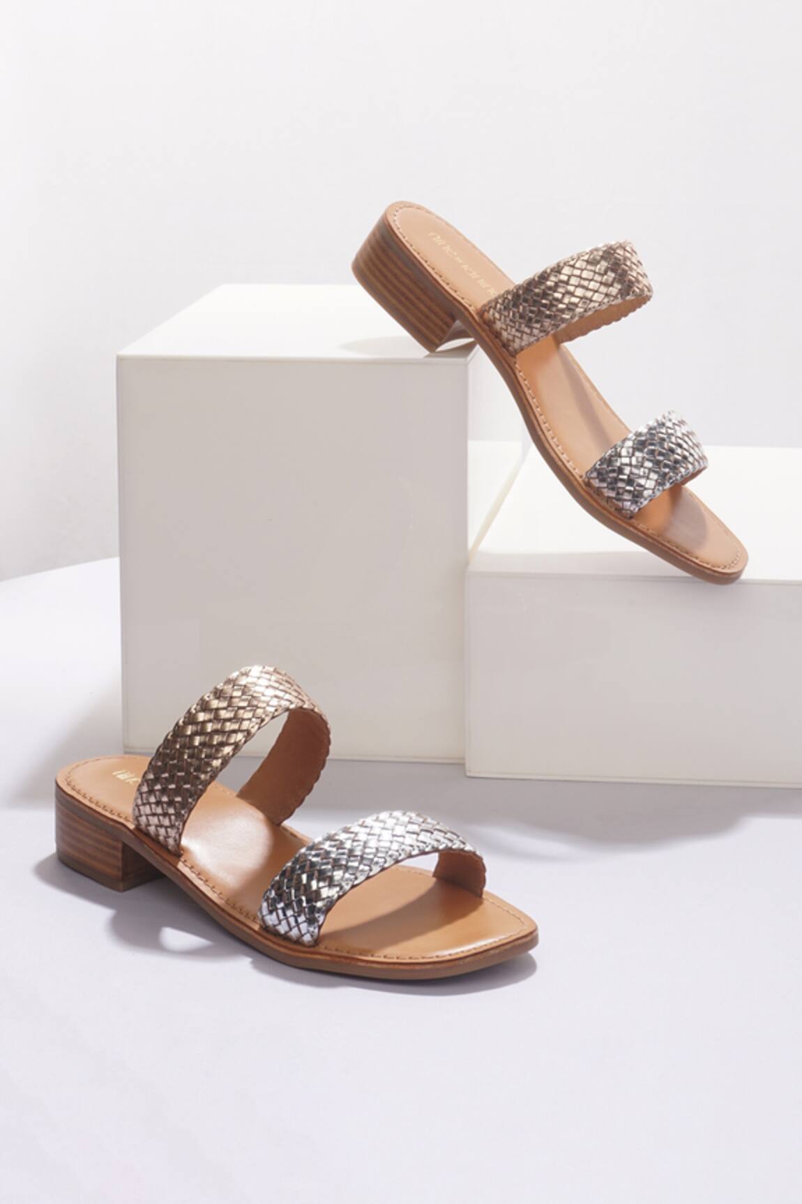 Nine By Janine Stella Band Woven Block Heels