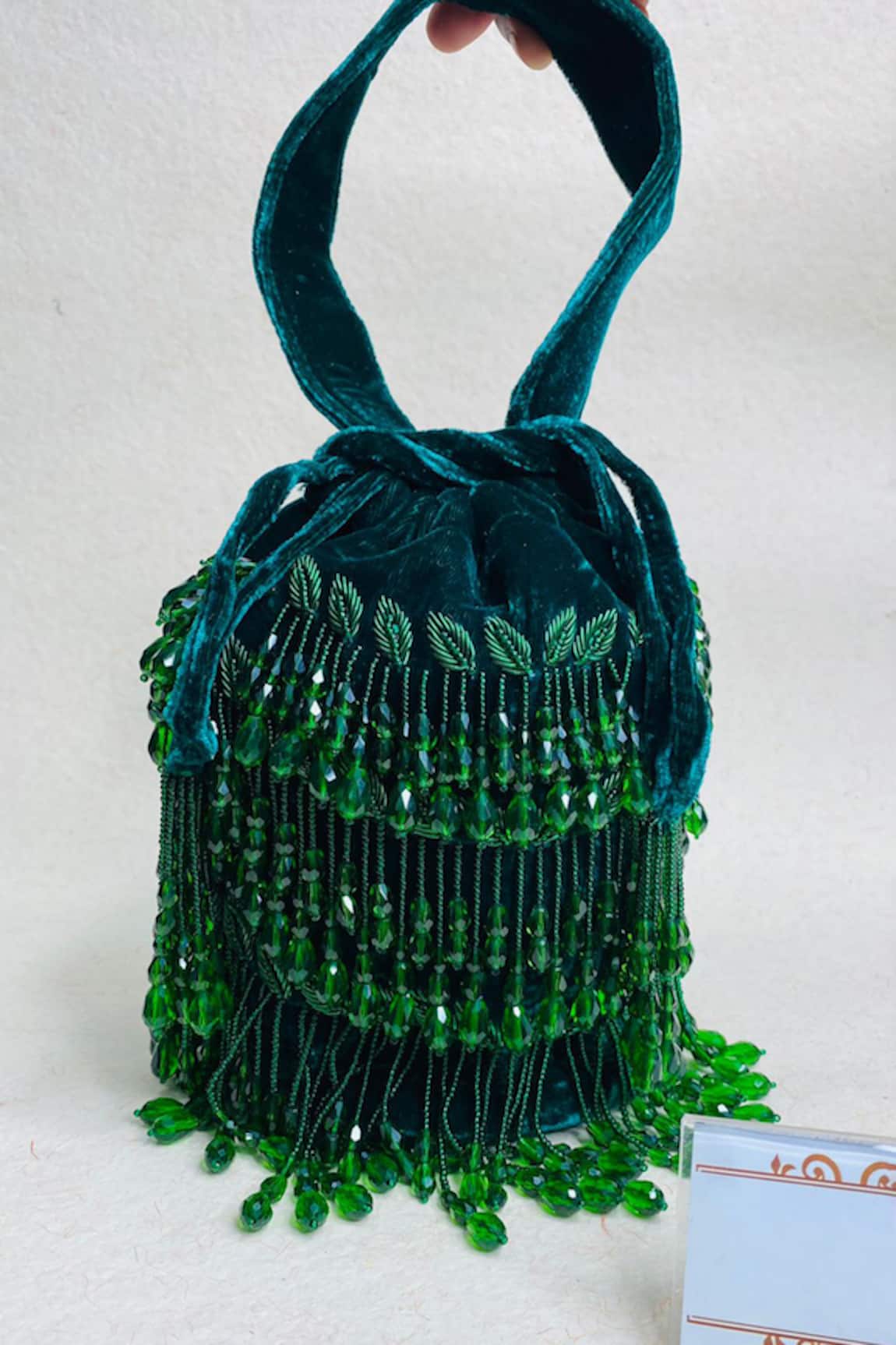 Kainiche By Mehak Velvet Pearl Embroidered Potli 