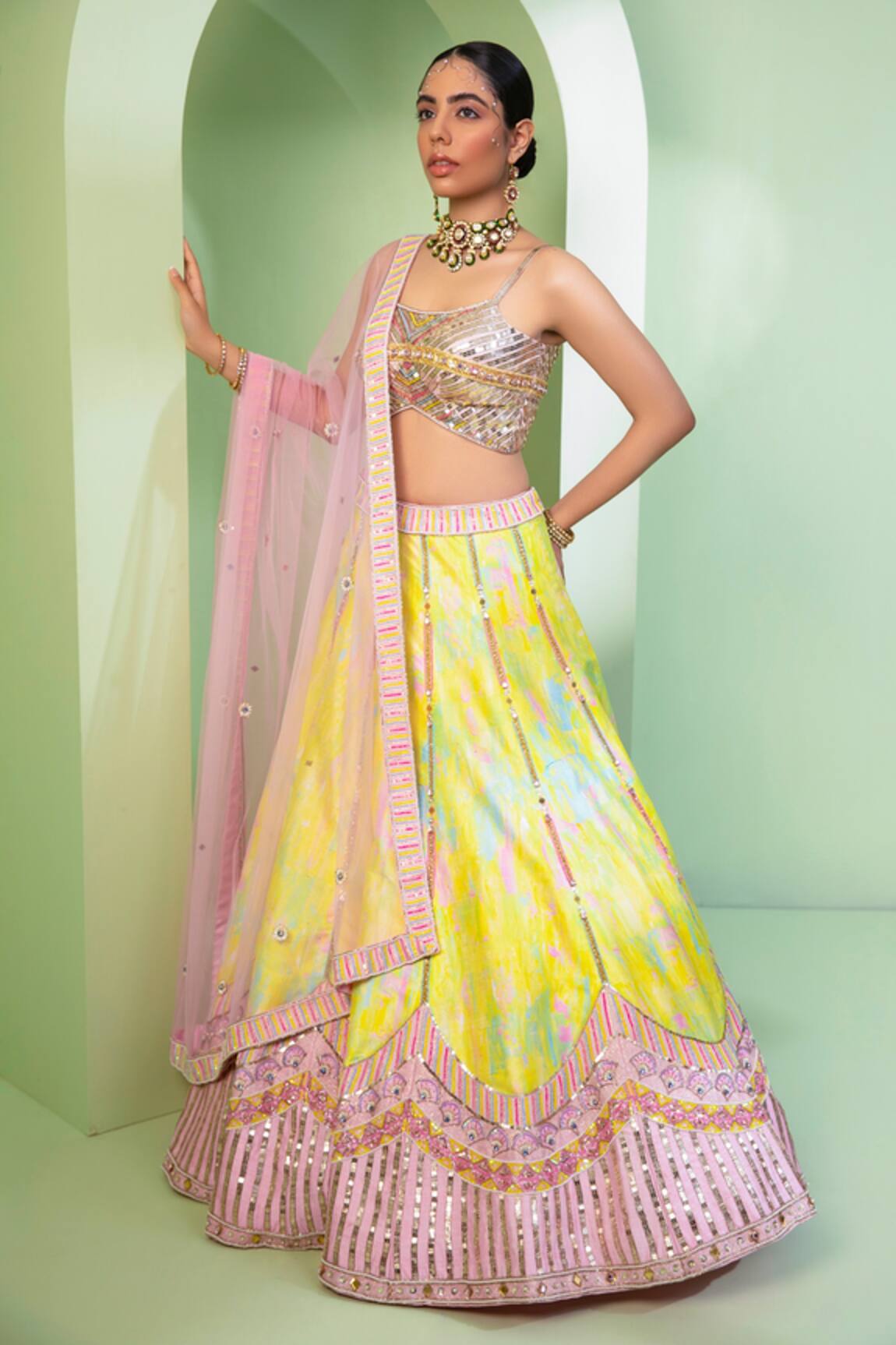 Laxmishriali Lemonade Embroidered Lehenga Set