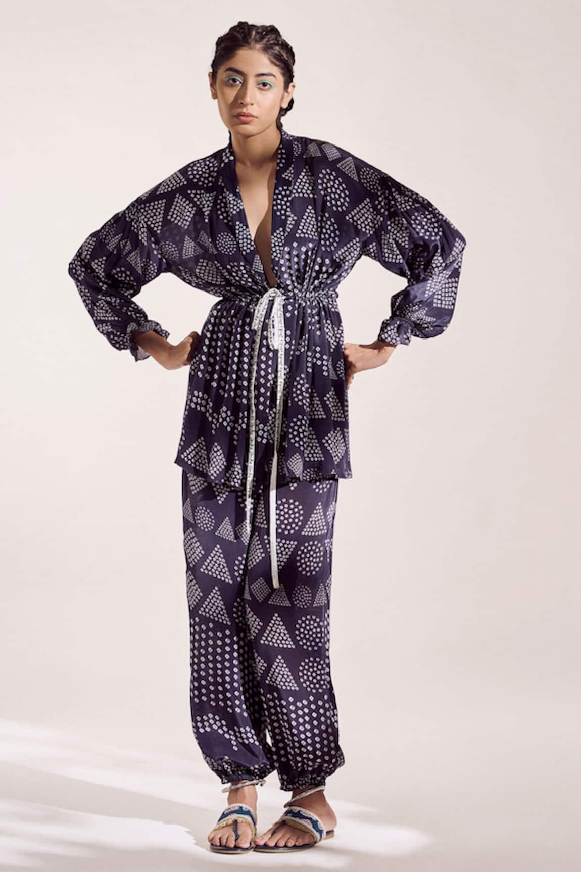 Amka Rome Bandhej Print Tunic & Pant Set