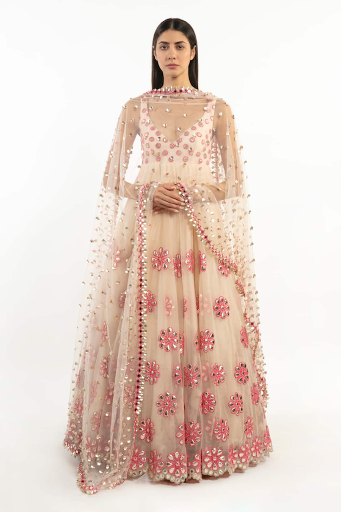 Abhinav Mishra Embroidered Anarkali With Dupatta 