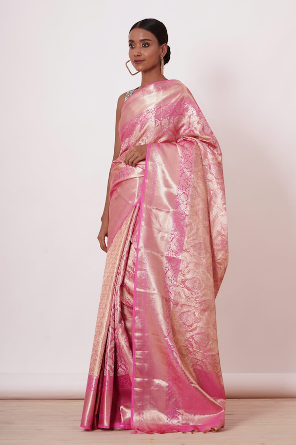 Aharin Woven Saree With Embroidered Blouse