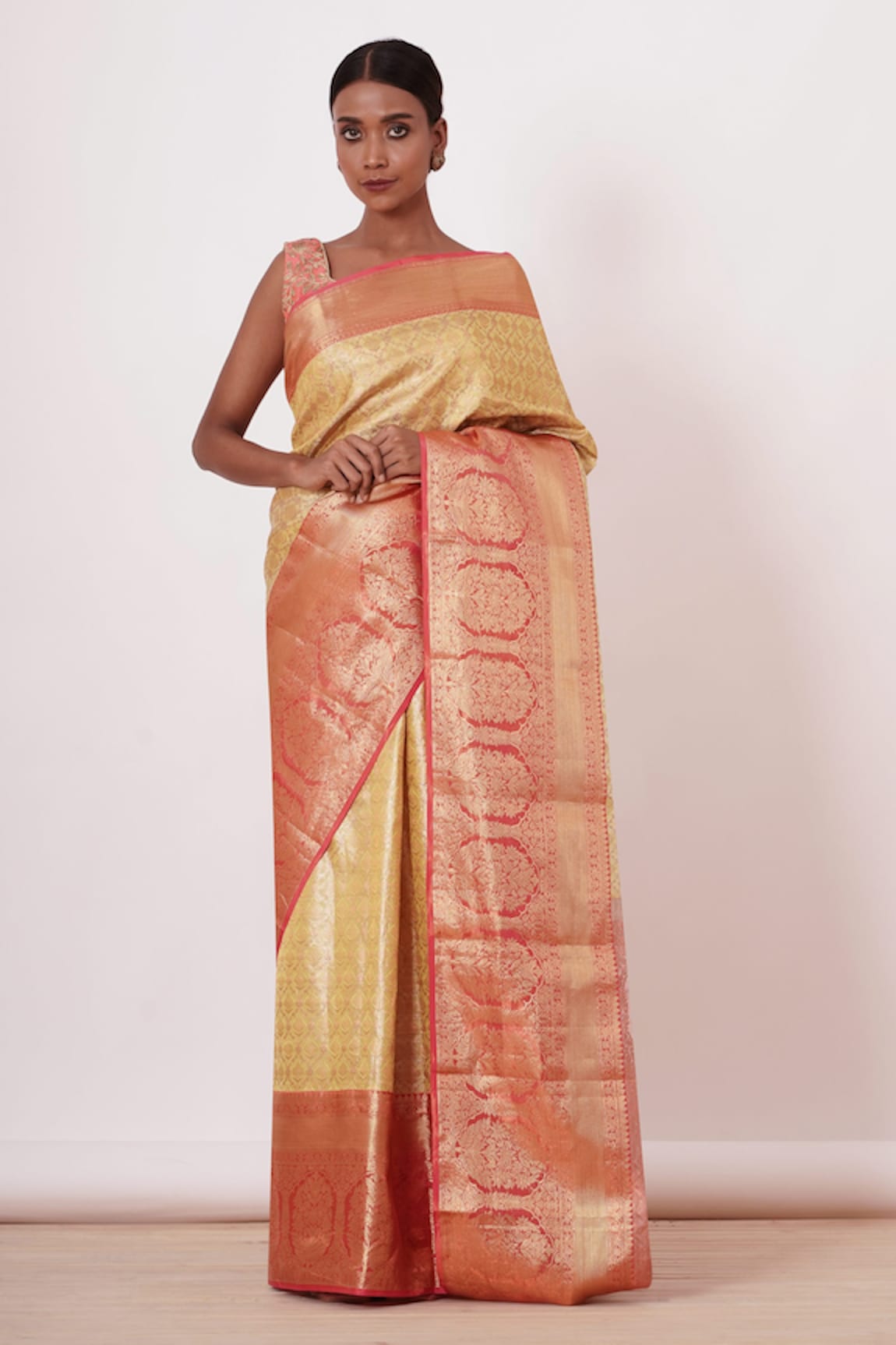 Aharin Saree With Zari Embroidered Blouse