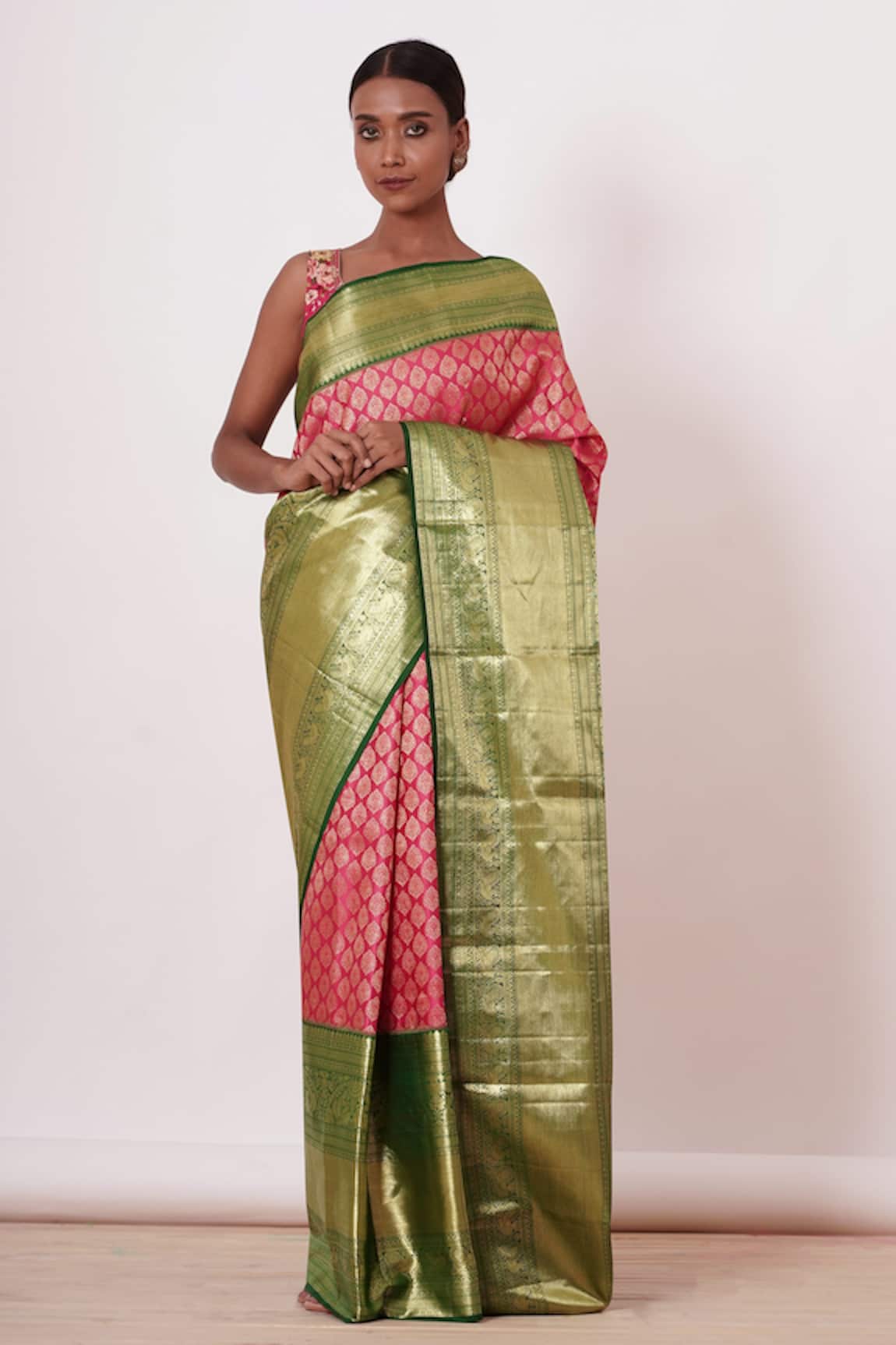 Aharin Dharamavaram Silk Saree With Printed Blouse