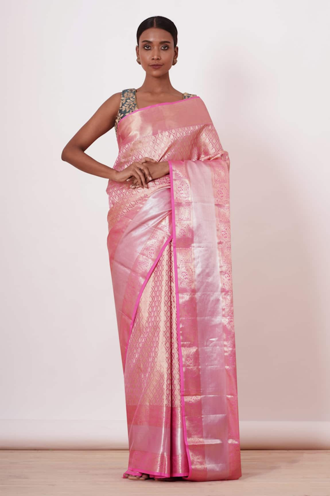 Aharin Handwoven Saree With Embroidered Blouse